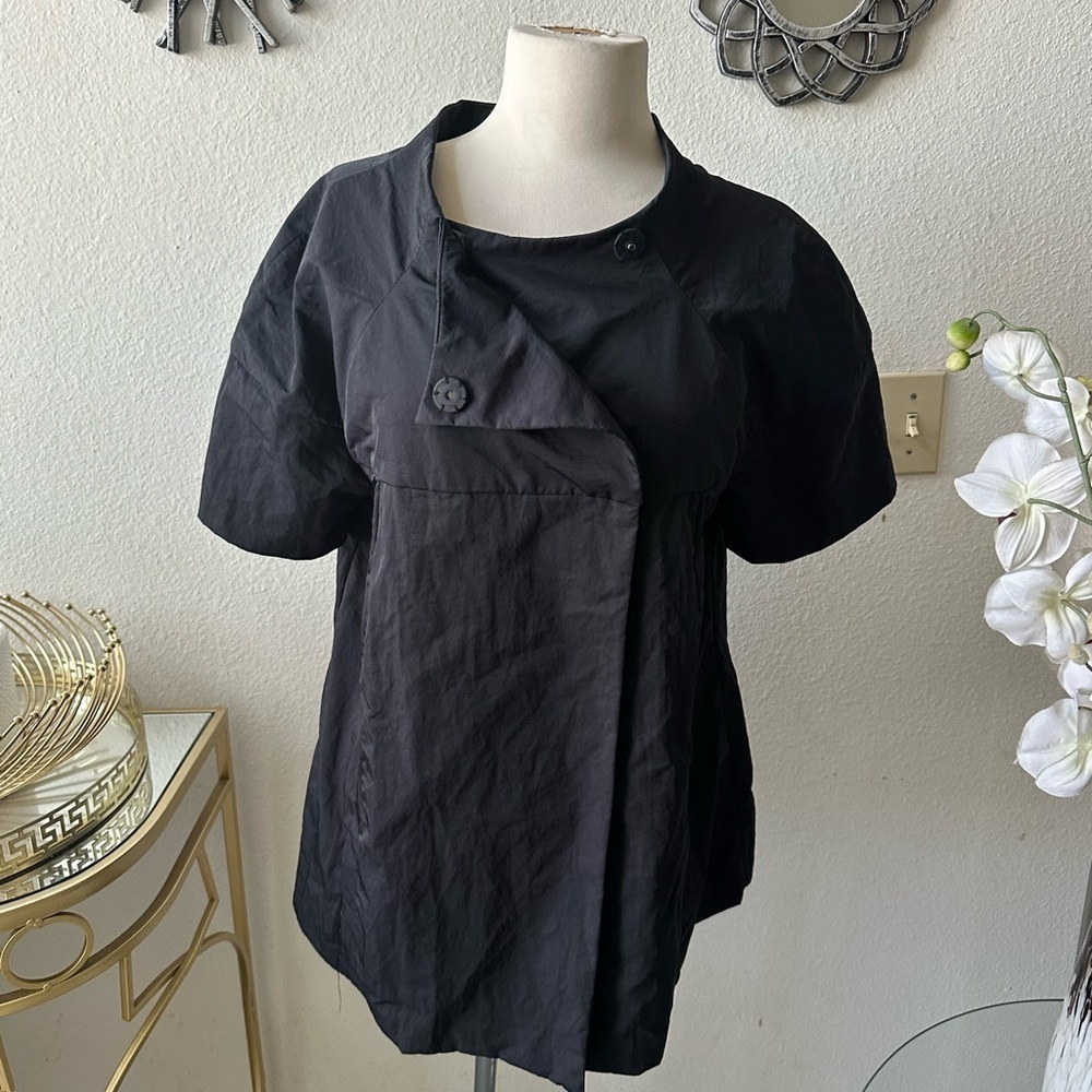Simply Vera Vera Wang Jacket Black Windbraker Lightweight 3/4 Sleeve Sz M